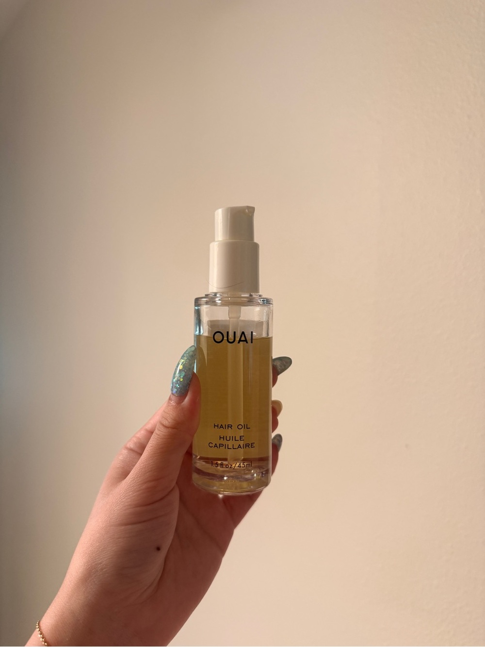 OUAI Hair Oil — Clear Bottle with Golden Yellow Oil